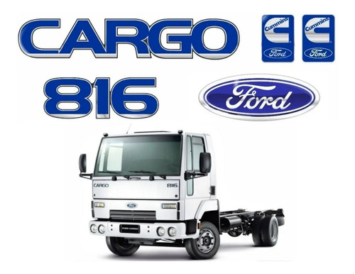Kit Adesivos Emblemas Resinados Para Ford Cargo 816 20708 Cor Azul