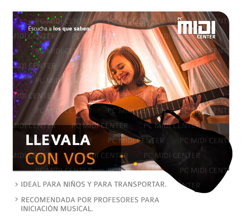 Imagen 8 de 10 de Guitarra Criolla 3/4 Niños Clásica Con Funda Colores Promo