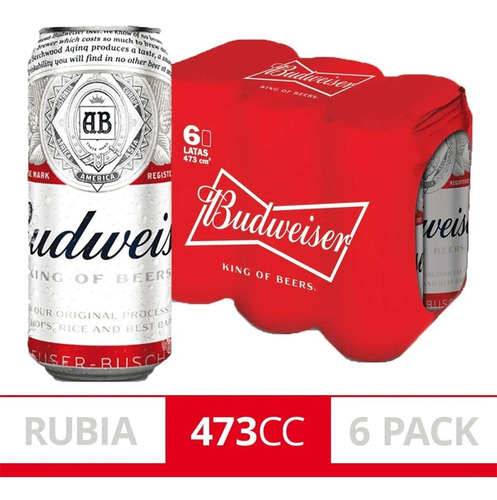 Cerveza Budweiser 473ml Six Pack - Berlin Bebidas