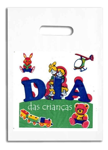 Kit 100 Sacolas Plástica 30x20 Dia Das Crianças Cosme Damião