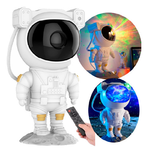Projetor Astronauta Lua Galaxia Infantil Abajur Led Cor da cúpula Preto Cor da estrutura Branco 110V/220V