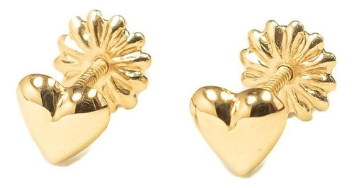 Aros Corazon En Oro 18k De 5mm, Pendientes Para Bebe Y Niña Color Dorado