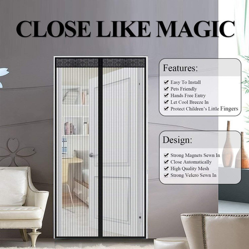 Imagen 3 de 7 de Cortina Magnética Mosquitera Para Puerta Marco Completo