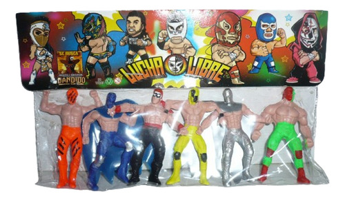 Luchadores Mini Paquete Con 6 - Juguete Lucha Libre Bootleg