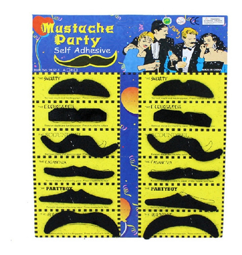 Kit 12 Bigodes Fake Estilo Nerd Balada Hitler Chales Chaplin