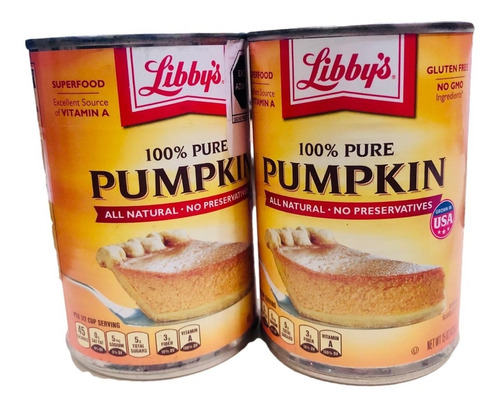 2 Pack Pumpkin 100% Pure Pay Calabaza Pie Libby´s 425grs.