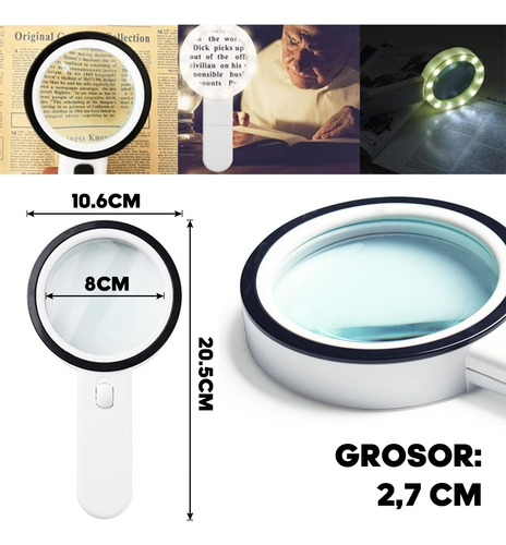 Lupa De Cristal Con Luz Led 30x Iluminada De Mano