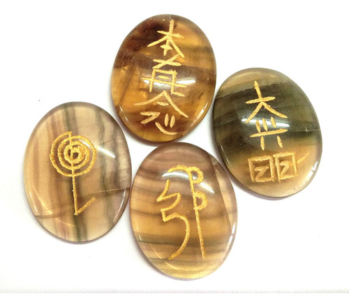 Jet Multiflourite Ovalado Usui Reiki Juego De Curación Chakr