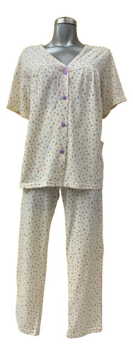 Pijama Dama Pantalon De Algodon Marca Carezzi Mod 2728