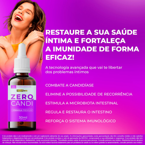 Zero Candi - 1 Pote 60 Cápsulas + 1 Pote 30ml - Envio Hoje