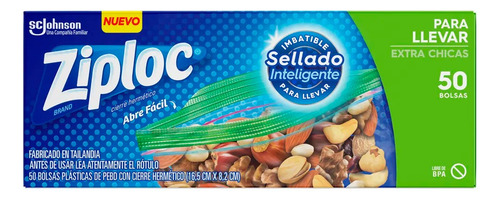 Ziploc Bolsas Cierre Hermético Para Llevar Extra Chicas X50