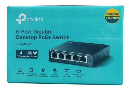 Switch De 5 Gigabit Metalico C/ 4 Ports Poe+ Tp Link Sg1005p