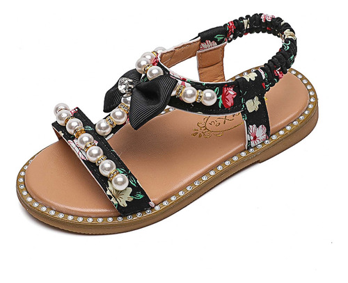 Sandalias Planas De Estilo Princesa Para Niñas, Piel, Suela