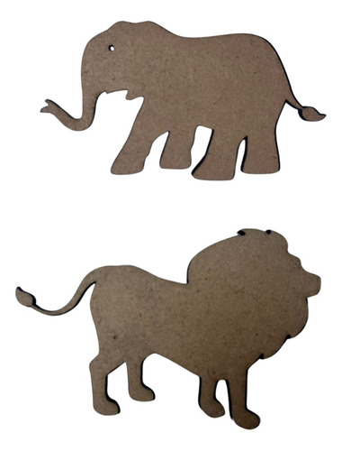 Pack De 10 Elefantes Y 10 Leones De 5 Cm En Madera Mdf