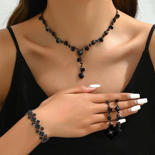 Sjx Collar De Novia Pulsera Pendientes Juego De Joyas