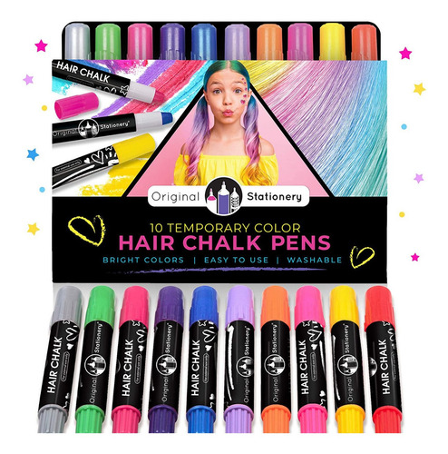 Imagen 8 de 10 de Tizas De Colores Para Pintar Cabello Maquillaje Para Niñas