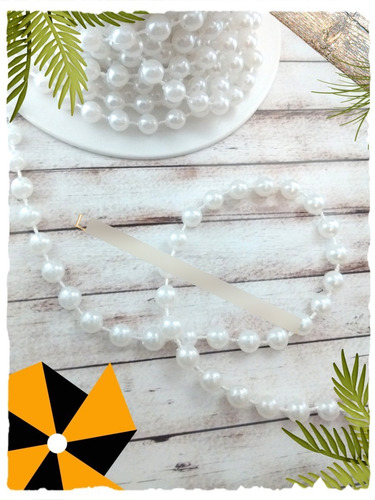 Imagen 3 de 6 de Rollo De Perlas Inyectadas Blancas 6 Mm X10m Deco Costura