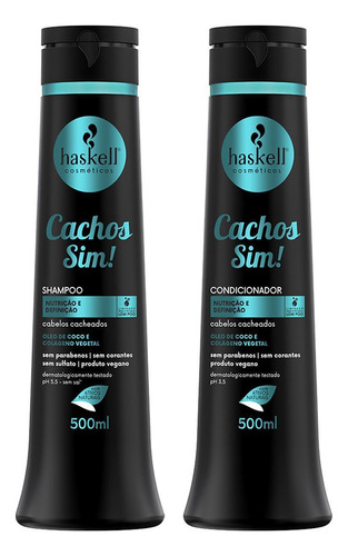Kit Shampoo Condicionador 500ml Haskell Cachos Sim