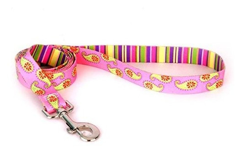 Amarillo Diseño De Perro Rosa Paisley Correa Del Perro