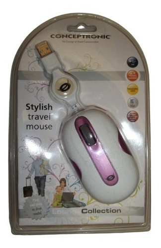 Conceptronic Stylish Wired Travel Mouse Portátil De Viaje