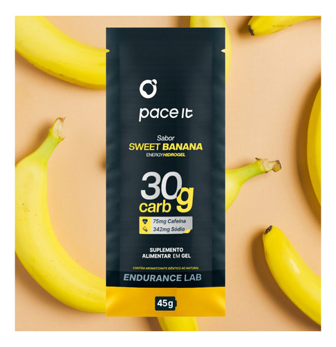 Hidrogel Pace It Gel Carboidratos 45g - Sweet Cafeína Sabor Hidrogel Pace It Sabor Sweet Banana