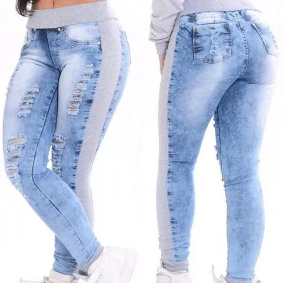 calça feminina jeans com moletom