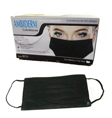 Cubrebocas Negro Ambiderm 50pz