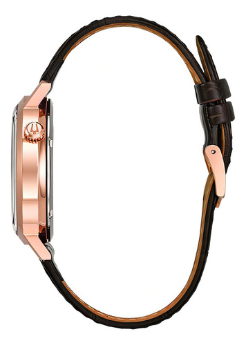 Relógio Bulova Masculino Automático 97a136 Cor da correia Marrom Cor do bisel Ouro rose Cor do fundo Branco