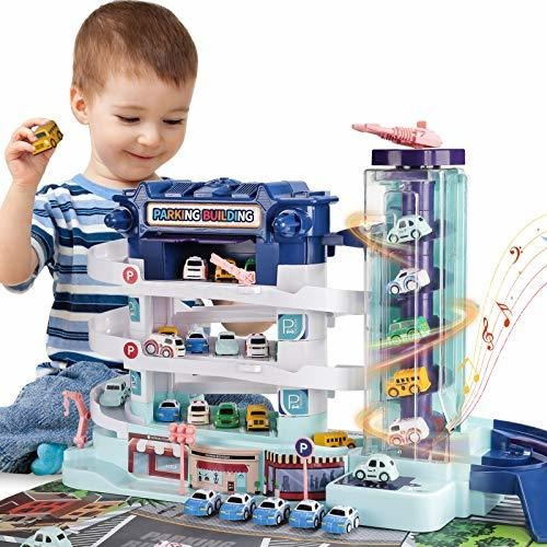 Babyhome Race Car Track Garage - 2 In 1 Electric 3-story Pa