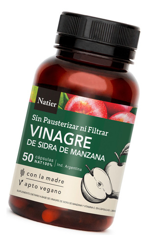 Vinagre Sidra De Manzana + Vitamina C Capsulas X 50 Natier S