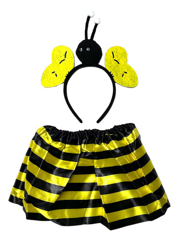 Disfraz Infantil Abeja Abejita Falda Tutu Cintillo Con Orejitas