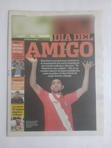 Diario Ole 21/7/2014 Presentación Riquelme En Argentinos