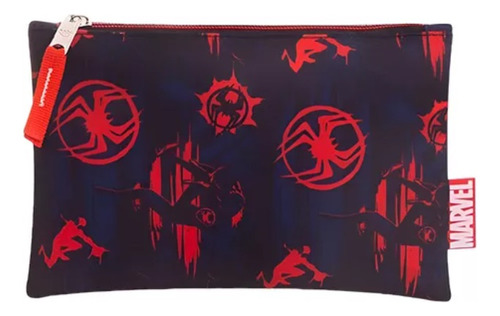 Combo Escolar Morral + Cartuchera Spiderman Negro Marca Capi