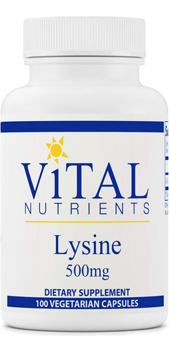 Vital Nutrients Lysine 500 Mg Lisina 100 Cápsulas