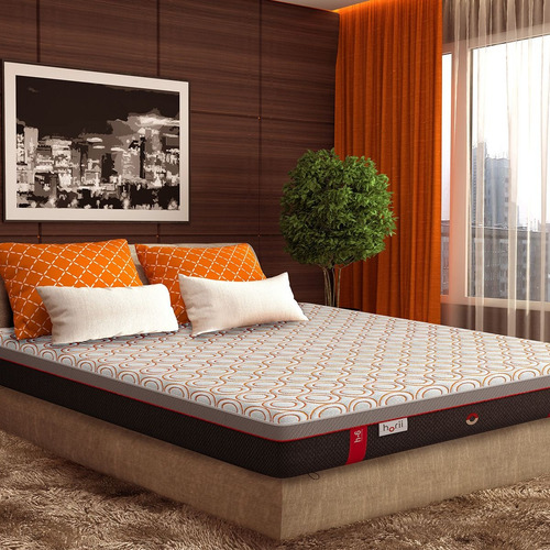 Colchón King Size De Espumas Horii Life H6 28cm Medio Color Gris Naranja