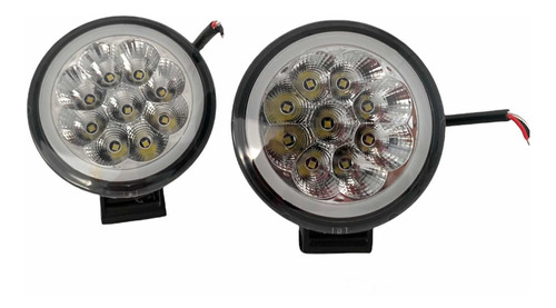 Faros De 9 Leds Redondo Con Cuartos Ámbar Precio Por Par