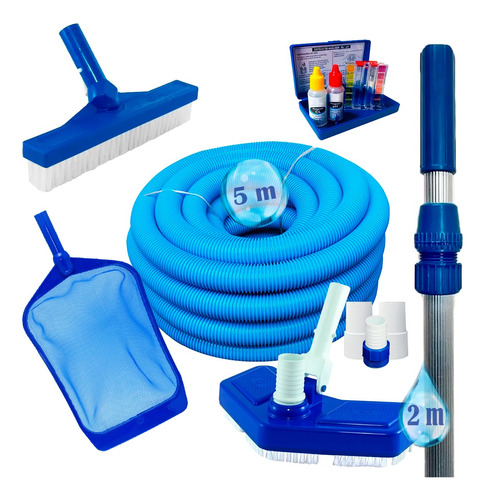 Kit Limpeza Piscina 5m De Mangueira Teste Cl Ph + Cabo 2m