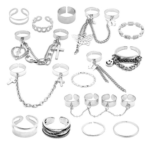 Zz Zinfandel Juego 17 Anillos Cadena Para Mujeres Y Hombres