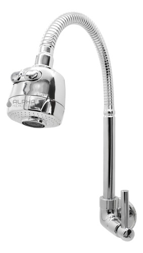 Torneira Para Pia Cozinha Tubo Flexível Parede Gourmet 02 Jatos Cor Cromado Marca Alpha Hidrometais