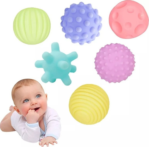 Set 6 Pelotas Sensoriales Didácticas Para Bebé Con Texturas