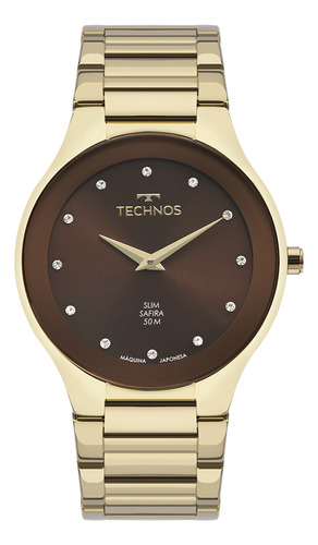 Relógio Technos Dourado Feminino Slim Gl22ab/1m