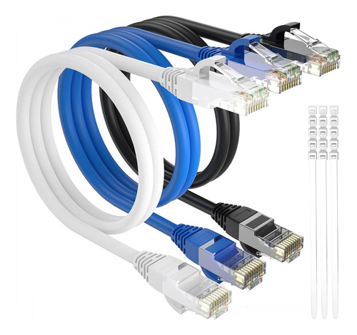Adoreen Cat 6 Cable Ethernet 10 Ft-3 Pack-multi Colors, Patc