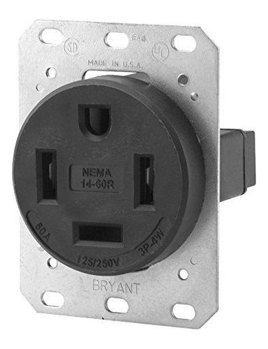 Bryant Electric 9460fr 60 Amp 125250v Nema 1460r Flush Recep