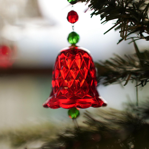 Decoración De Árbol De Navidad, Colgante De Cristal Rojo