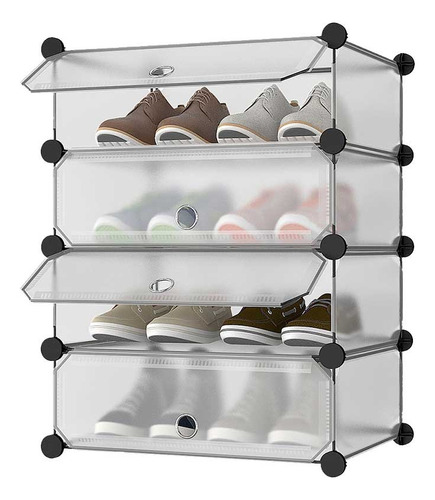 Zapatero Buró 4 Niveles Organizador Plástico 8 Pares Color Gris