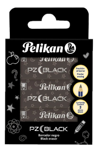 Borrador Pelikan Para Grafito Pz Black X 3 Unidades