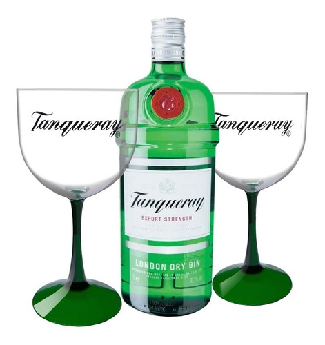 Kit Gin Tanqueray 750ml Com 2 Taças De Brinde Original + Nf