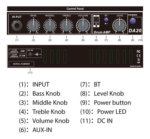 Amplificador De Guitarra Altavoz Electrónico De Batería Port