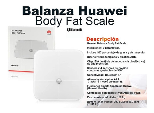 Huawei Balanza Inteligente Bluetooth Body Fat Scale Ah100