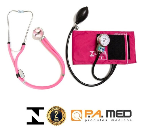 Kit Esfigmomanômetro + Estetoscópio Rappaport Pamed Cor Roxo